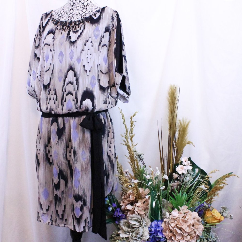 Dress Barn - Dress - Aztec Cold Shoulder Beaded Mini Dress - Size 14